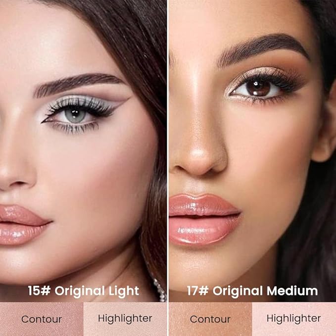 evpct 2in1 Face Shaping & Contouring Stick Cream Contour Concealer Bronzer Stick Makeup Kit for Face Highlighter Makeup Stick contorno maquillaje de maquillaje, ORIGINAL Light + ORIGINAL Medium