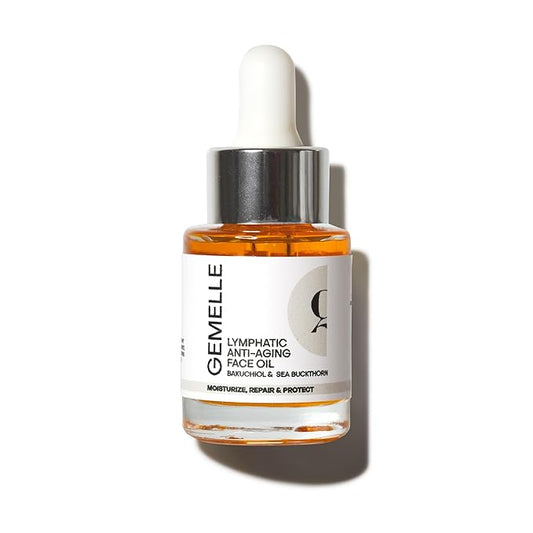 GEMELLE Lymphatic Anti-Aging Face Oil | 10x Award winner | Vitamin C,E & A | Moisturize, Repair & Protect | Bakuchiol, Sea Buckthorn & More! | Organic, Natural, Clean Beauty | Starter, Travel 15ml