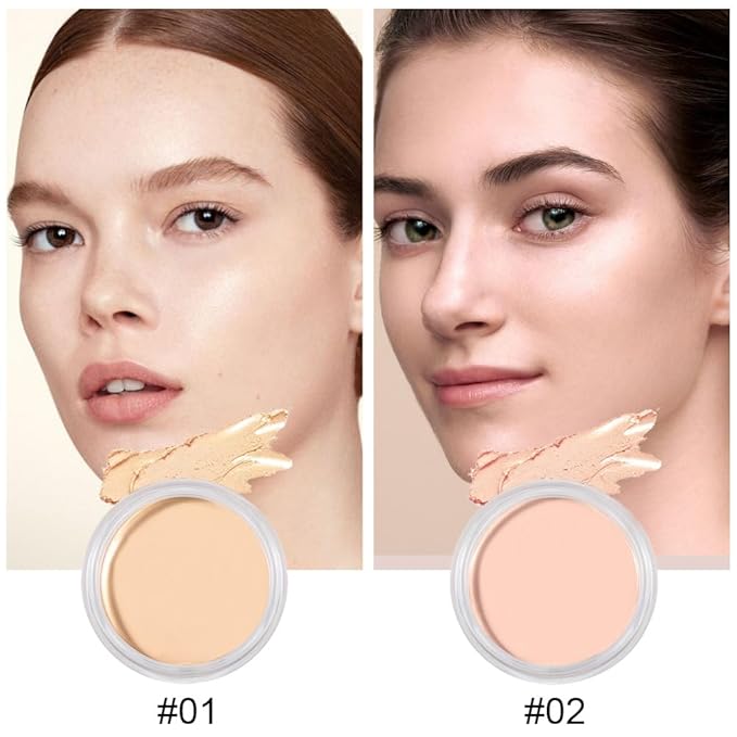 Kaely 2Pcs Cream Pot Concealer Full Coverage Set,Conceal Brighten Dark Circles,under Eye Color Correcting Concealer,Waterproof Foundation Palette with Brush,corrector de ojeras,Vegan Makeup,01+02