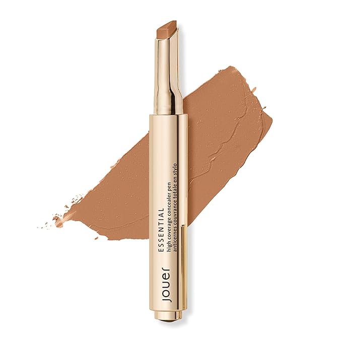 Jouer Essential High Coverage Concealer Pen - Under Eye Concealer for Dark Circles - Brightening Makeup for Eye Circles - Color Corrector Eye Primer with Hyaluronic Acid and Vitamin E