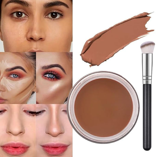Kaely Pot Concealer Full Coverage Set,under Eye Brightener Concealer for Conceals Dark Circles,Waterproof Foundation Face Makeup Brush Kit,Color Correcting Concealer,Eye Ring corrector de ojeras 07