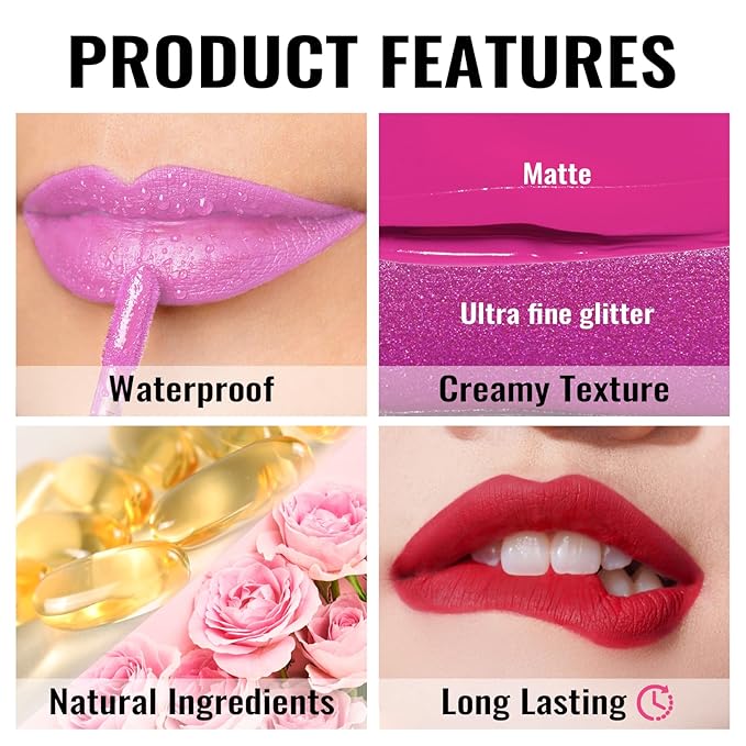 Oulac Matte Pink Lipstick for Women, Long Lasting Liquid Lip Stick High Impact Lip Gloss Full Coverage Lip Makeup with Vitamin E Waterproof Formula,Vegan M32