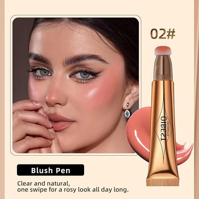 MEICOLY Contour Beauty Wand,Liquid Blush Stick Bronzer Cream with Applicator,Long Lasting Silky Smooth Blendable Contour Highlighter Wand,Cruelty Free,Contour +Blush,2PCS