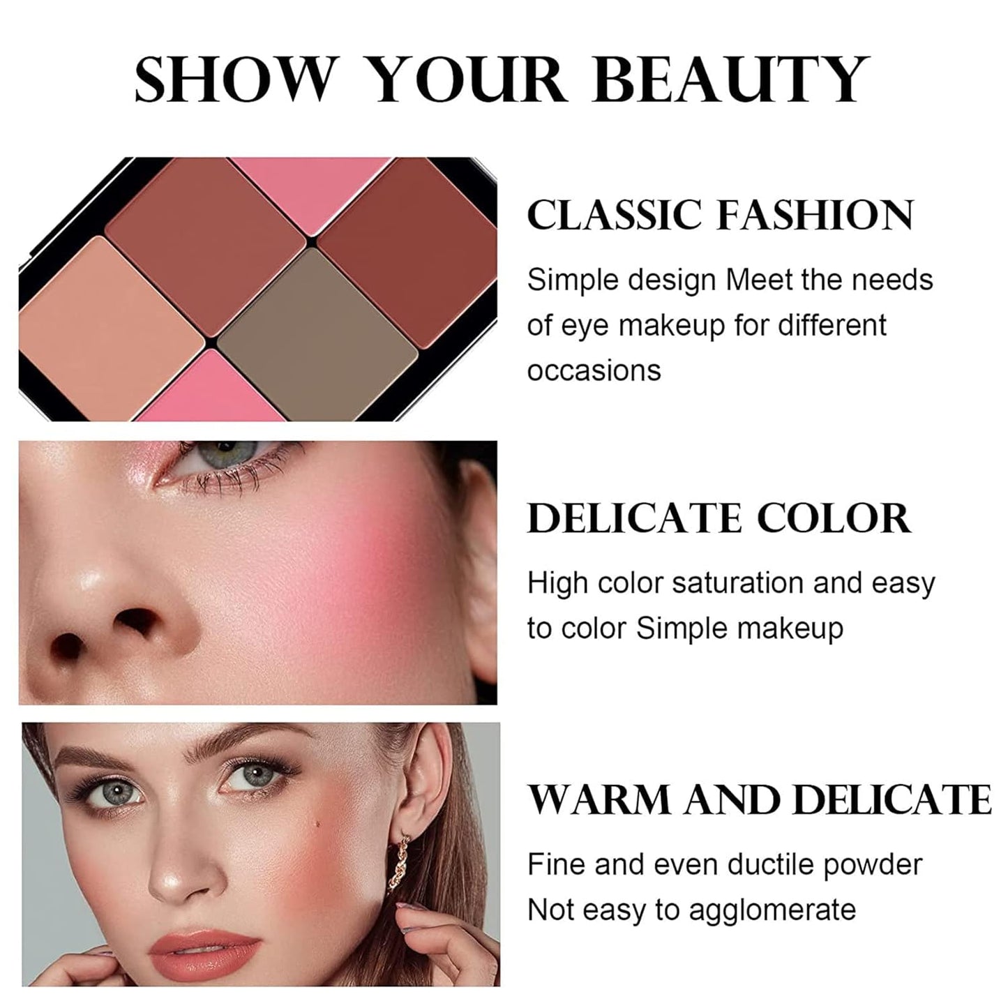 12 Colors Blush Palette,Highlighter Blush Powder Makeup,Long-Wearing,Smudge Proof,Natural-Looking,Blendable Cruelty-Free Matte Finish,Contour and Highlight Blush Palette Face Cosmetics Makeup