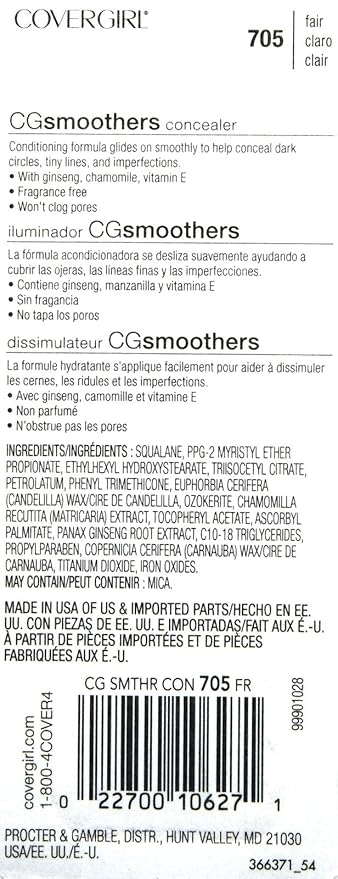 CoverGirl Smoothers Concealer, Fair [705], 0.14 oz (Pack of 2)