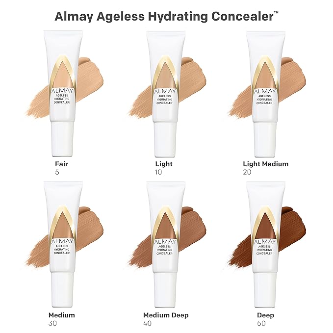 Almay Anti-Aging Concealer, Face Makeup with Hyaluronic Acid, Niacinamide, Vitamin C & E, Hypoallergenic-Fragrance Free, 030 Medium, 0.37 Fl Oz
