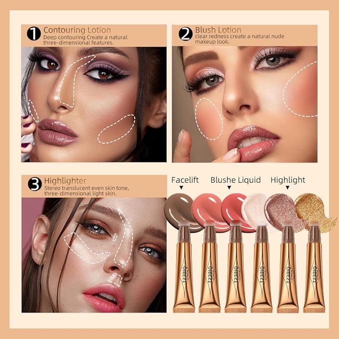 MEICOLY Grey Liquid Contour Beauty Wand,Bronzer Stick with Cushion Applicator,Cream Contour for Women and Girl,Long Lasting Smoothly Moisturizng Super Silky, Cruelty-free,01