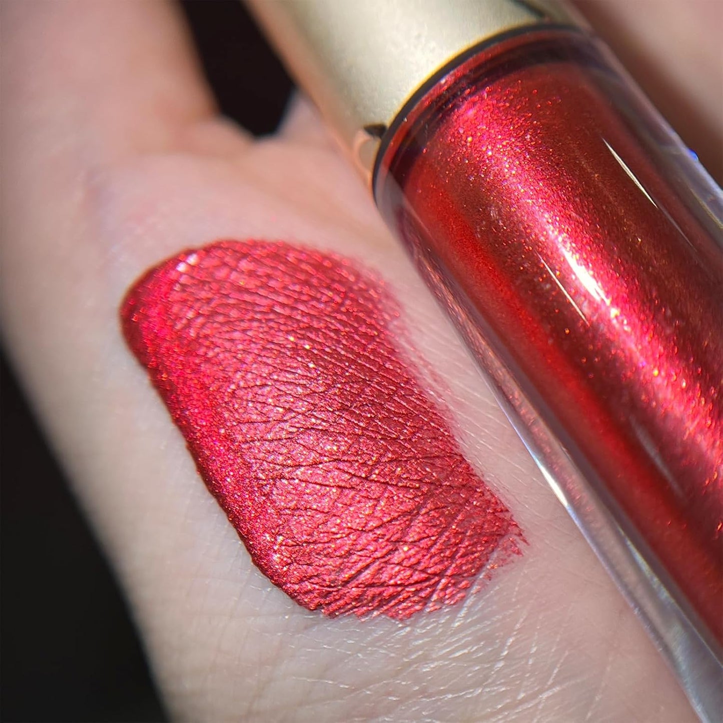 FOCALLURE Metallic Liquid Lipstick,Non Stick Cup Lip Gloss,High Impact Lip Color with Transfer-proof Wear,Long Lasting & Waterproof Lipstick Makeup for Women,RD02 Painkiller