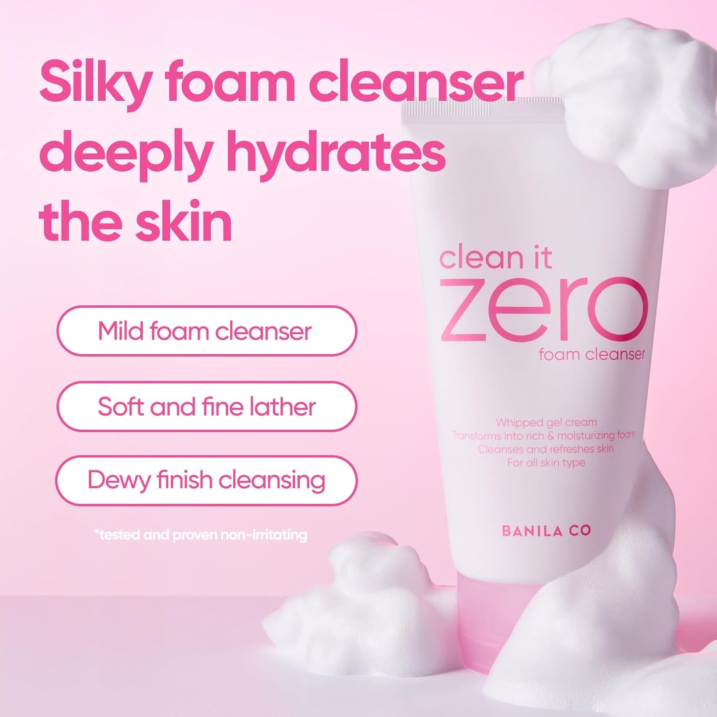 BANILA CO NEW Clean It Zero Foam Cleanser | All Skin Types | Creamy Foam Cleansing with Natural Herbs (150ml / 5.07 fl.oz)