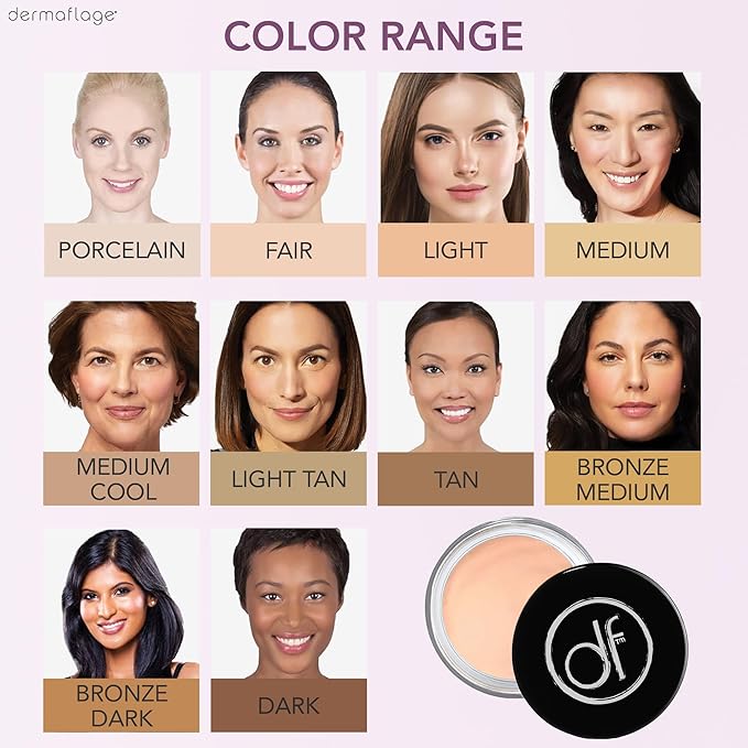 Dermaflage Waterproof Concealer Cream - Full Coverage, Matte Finish, Covers Dark Circles, Tattoos, Acne (Light)
