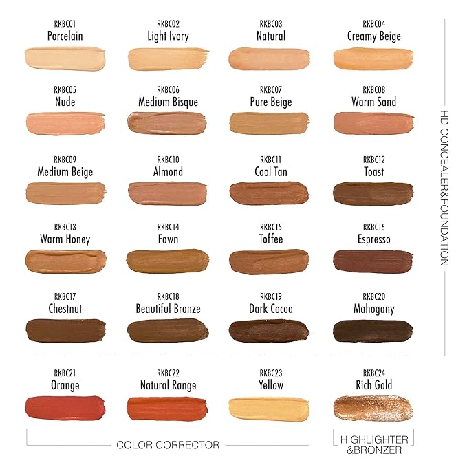 Ruby Kisses HD Concealer & Foundation Flawless Full Cover Brush Face Makeup (Orange Corrector)