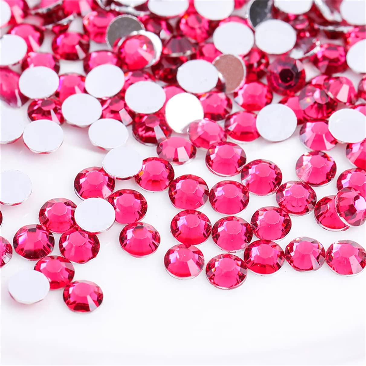 1000 Pieces SS20 5mm Flatback Rhinestones Clear Glass Round Gems Crystals for Nail Art DIY Crafts Clothes Shoes Bags （Rose Red）