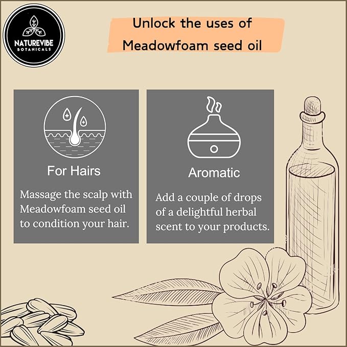 Naturevibe Botanicals Meadowfoam Oil 32 Ounces | 100% Pure and Natural | Great for Skin Care and Hair Care