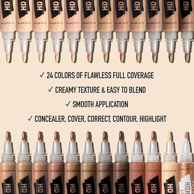 Ruby Kisses HD Concealer & Foundation Flawless Full Cover Brush Face Makeup (Natural)