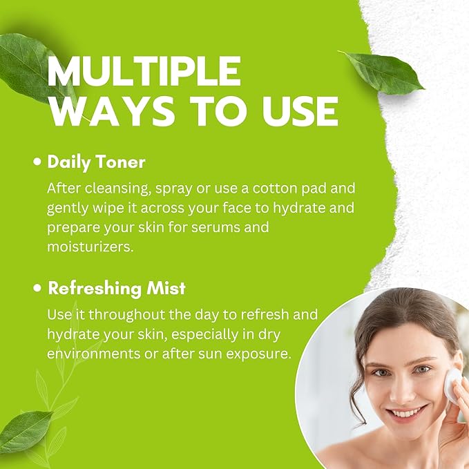 Green Tea Matcha Facial Toner with Rose Petal, Refreshing, and Soothing Face Toner, with Rose Oil, Aloe Vera,120ml