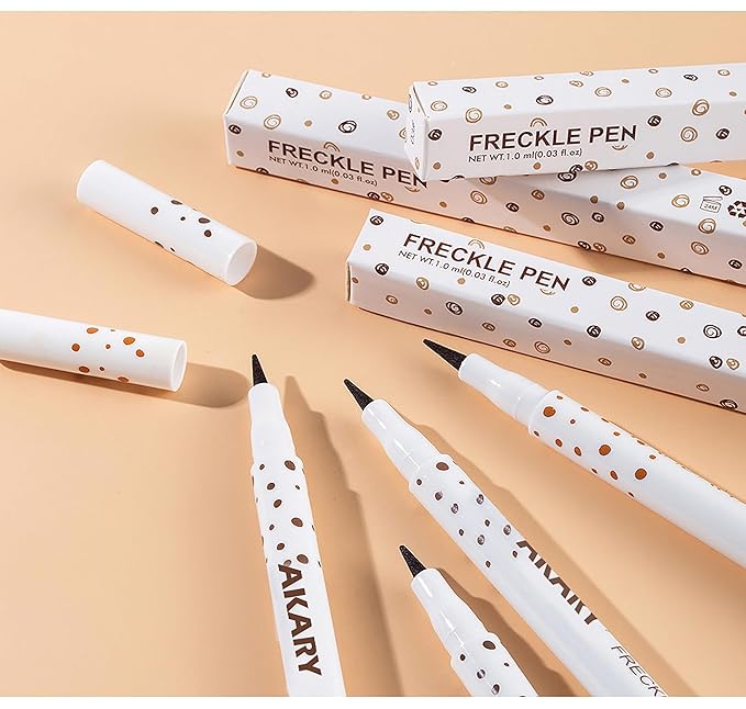 AKARY Freckle Pen Professional Lifelike Face Concealer Point Out Natural Waterproof Longlasting Soft Artificial Freckles Fine Makeup Freckle Pen Life Face Decoration (#03 Chestnut)