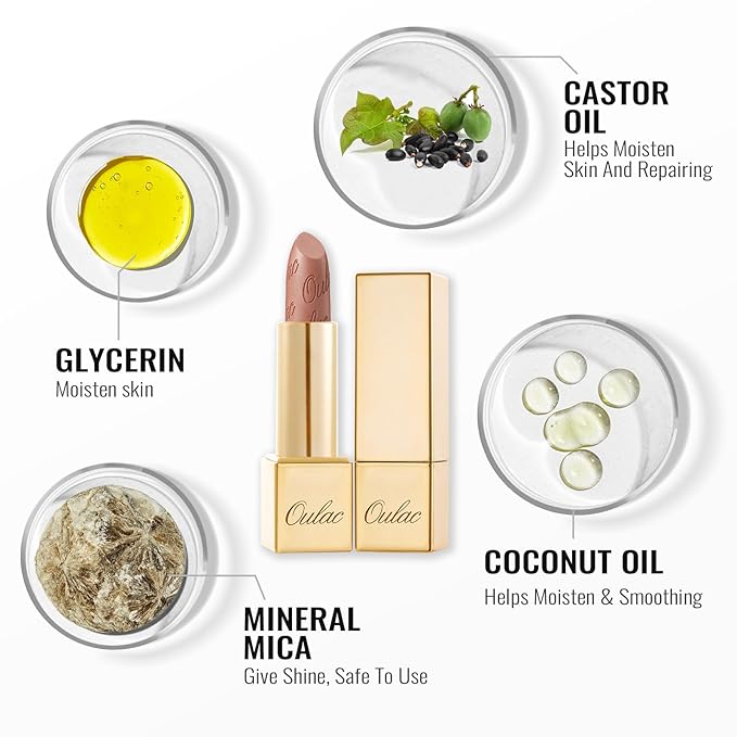 Oulac Metallic Brown Lipstick Set 3PCS, Comfortable Creamy Texture, Smooth No Grainy Feeling, Vegan & Gluten Free, Full-Coverage Lip Makeup, 3 X 4.3 g, 604+24+GM10