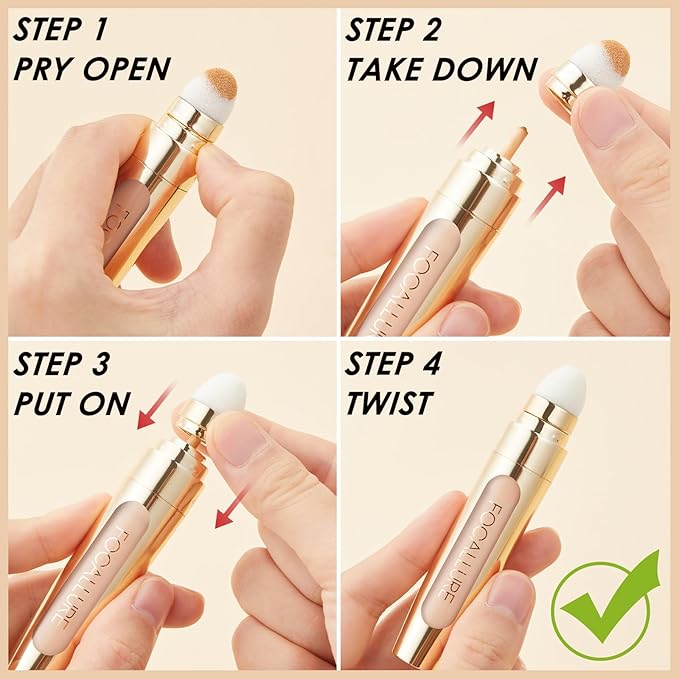 FOCALLURE FIX CORRECTOR Concealer Stick, Full Coverage Concealer Makeup, Color Corrector for Dark Circles, Including Replaceable Applicator, YL03 TART