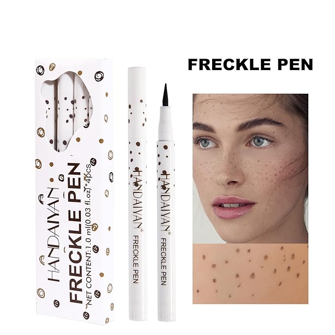 AKARY 4 Colors Freckle Pen Professional Lifelike Face Concealer Point Out Natural Waterproof Longlasting Soft Artificial Freckles Fine Makeup Freckle Pen Life Face Decoration (01+02+03+04)