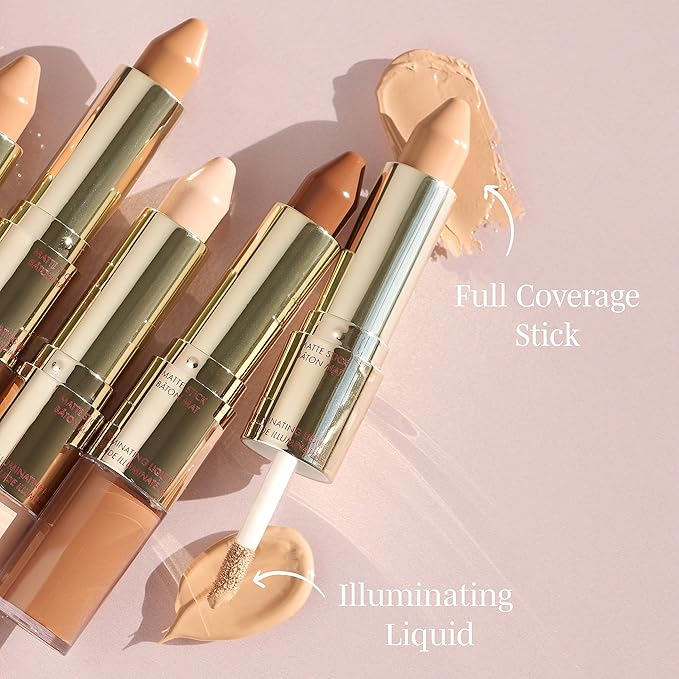 Wander Beauty Dualist Matte and Illuminating Concealer Makeup - Tan - Dual-Ended Matte Concealer Stick + Liquid Concealer - Full Coverage Concealer Brightens, Firms, & Hydrates Under Eyes - 0.28 fl oz