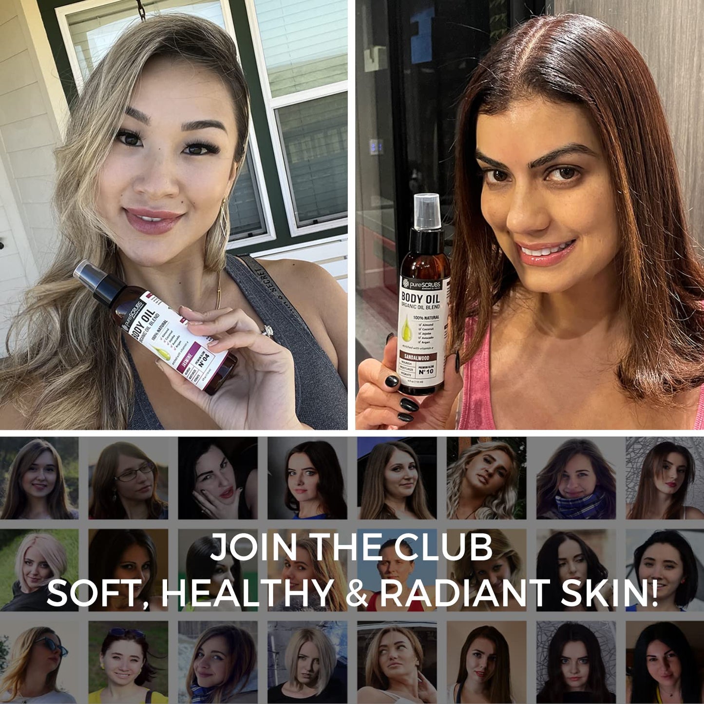 pureSCRUBS Ultra Moisturizing Jasmine Body Oil Spray for Dry Skin, Massage, Cuticles & More - Organic Super Blend of Jojoba, Argan, Coconut, Sweet Almond & Avocado Enriched with Vitamin E, Lg 4oz