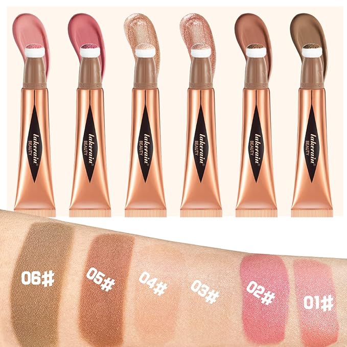 MEICOLY Liquid Contour Beauty Wand,Cream Contour Stick with Cushion Applicator,Liquid Bronzer Stick for Women and Girl,Blendable Long Lasting Smoothly Silky Contour Makeup,Cruelty-free,Medium to Dark