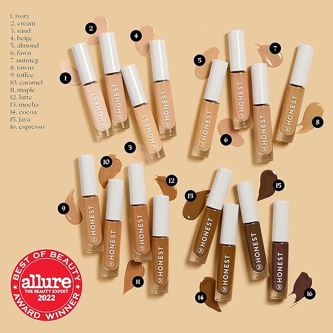 Honest Beauty Fresh Flex Concealer with Niacinamide + Vitamin E + Hyaluronic Acid | Vegan + Cruelty free | Mocha, 0.17 fl oz