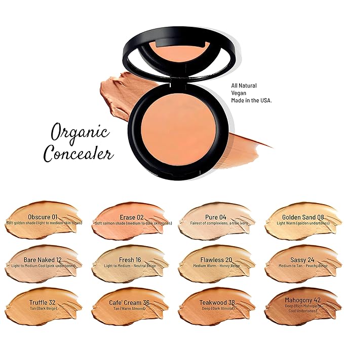 Mom's Secret 100% Natural Concealer, Organic, Vegan, Gluten Free, Cruelty Free, Made in the USA, 0.11 oz. (Fresh 16)
