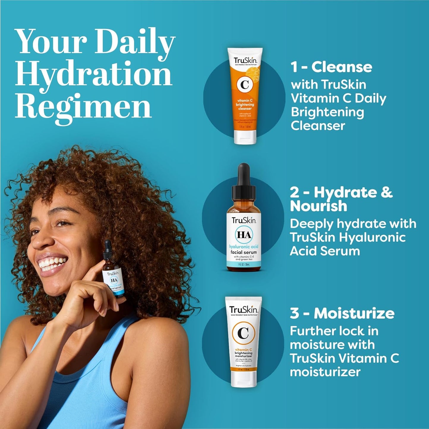 TruSkin Hyaluronic Acid Serum for Face + 7 Ultra Hydrating Ingredients – Best Face Serum for Moisturizing, Visibly Plumping Skin & Smoothing the Look of Fine Lines, 1 fl oz