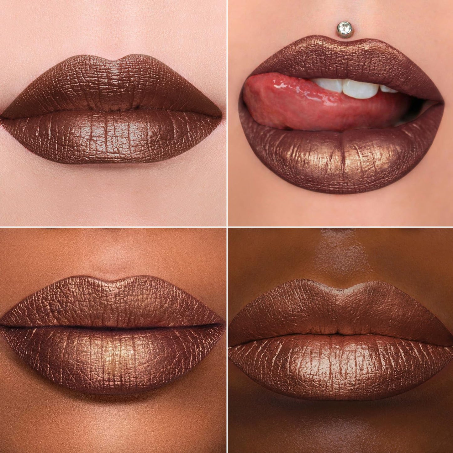 MAKI YIKA 3Pc Metallic Lipstick Long Lasting Pink Brown Nude Glitter Lipsticks High Shine Lipstick No Smudge No Transfer Liquid Lip Gloss (Pink/Nude/Brown)