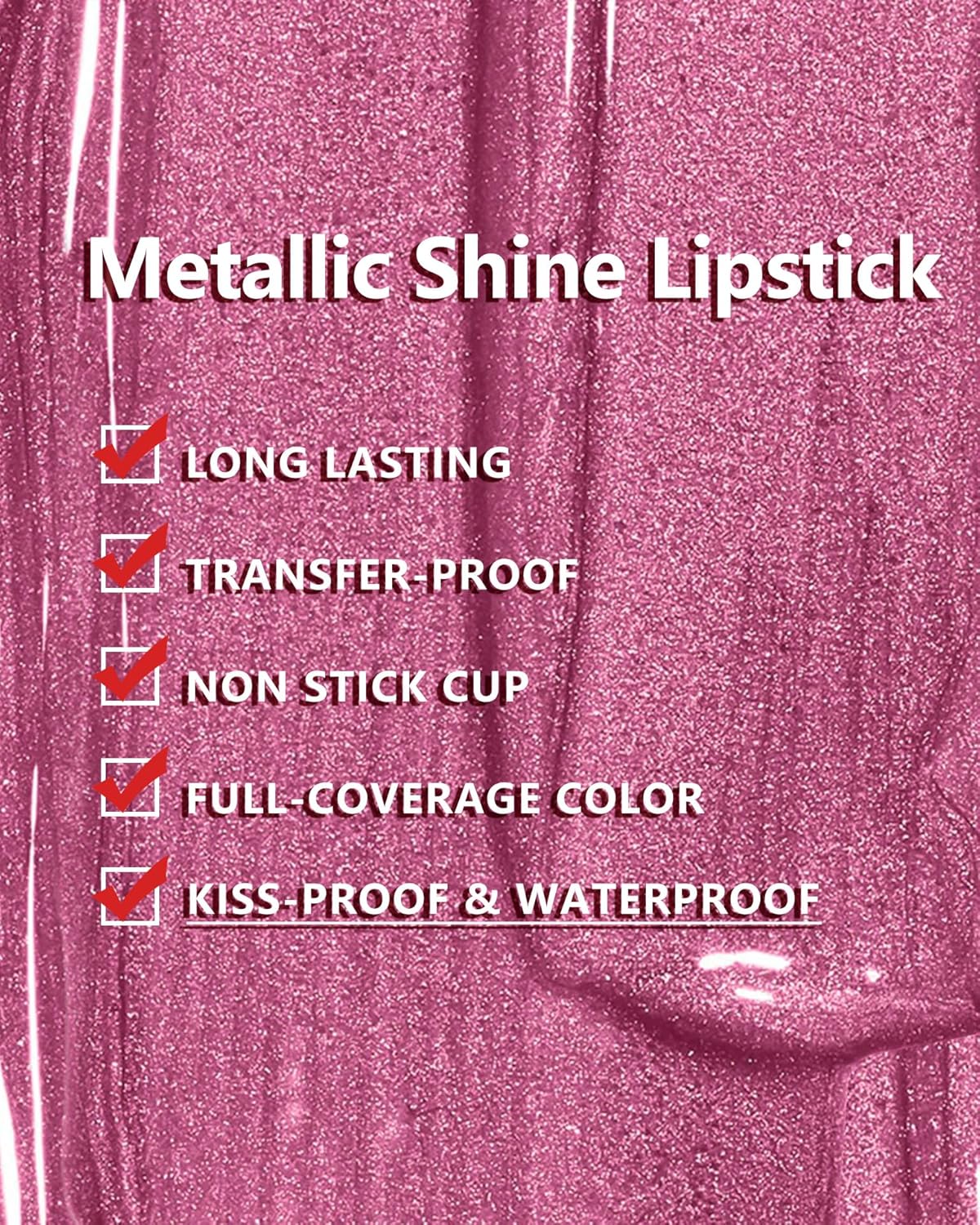 MAKI YIKA Red Lipstick for Women Metallic Lipsticks Glitter Long Lasting Lipstick No Smudge No Transfer Liquid Pink Lip Gloss (BR05 Victoria)